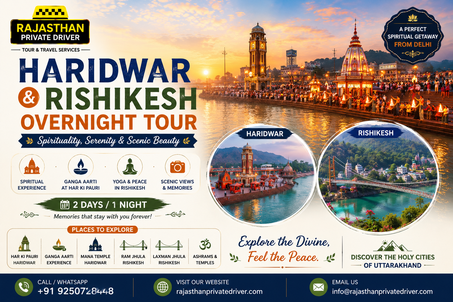 Haridwar and Rishikesh Overnight Tour with Private Driver