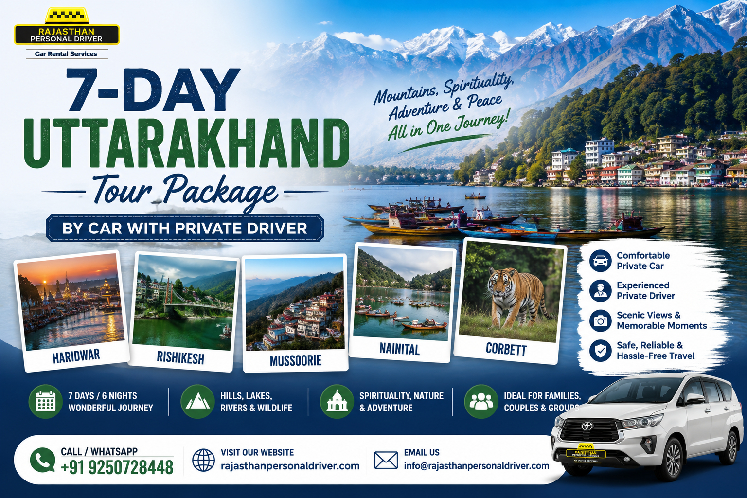 7-Day Uttarakhand Tour Package by Car with Private Driver