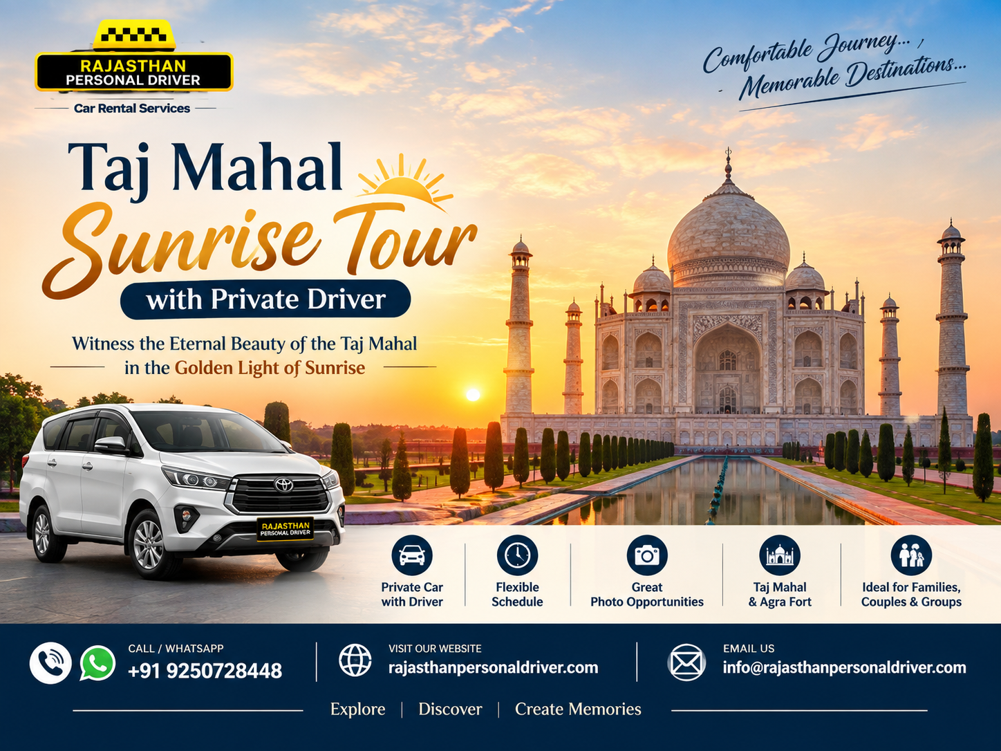 Taj Mahal Sunrise Tour with Private Driver